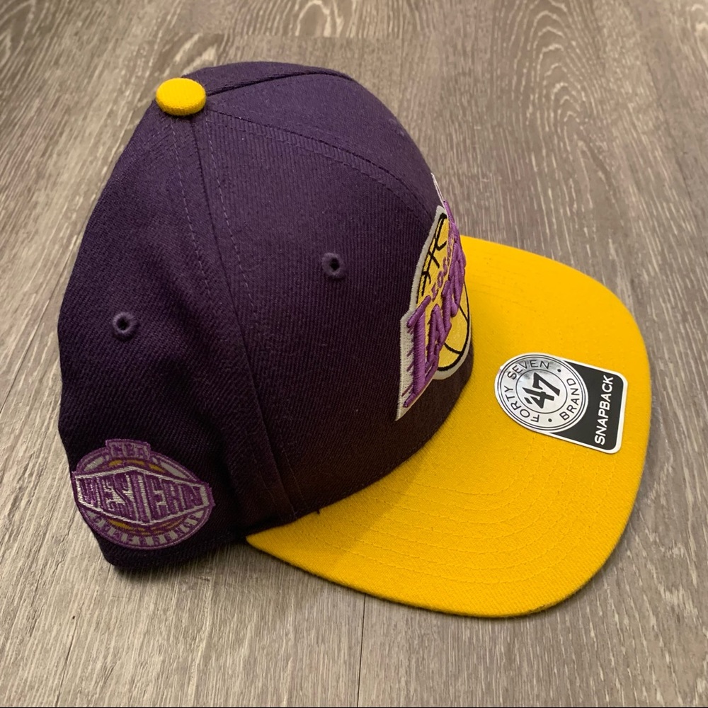 Los‎ Angeles Lakers ‘47 Brand Hardwood Classics 2 Tone Snapback Hat Adult OSFA - Picture 3 of 6